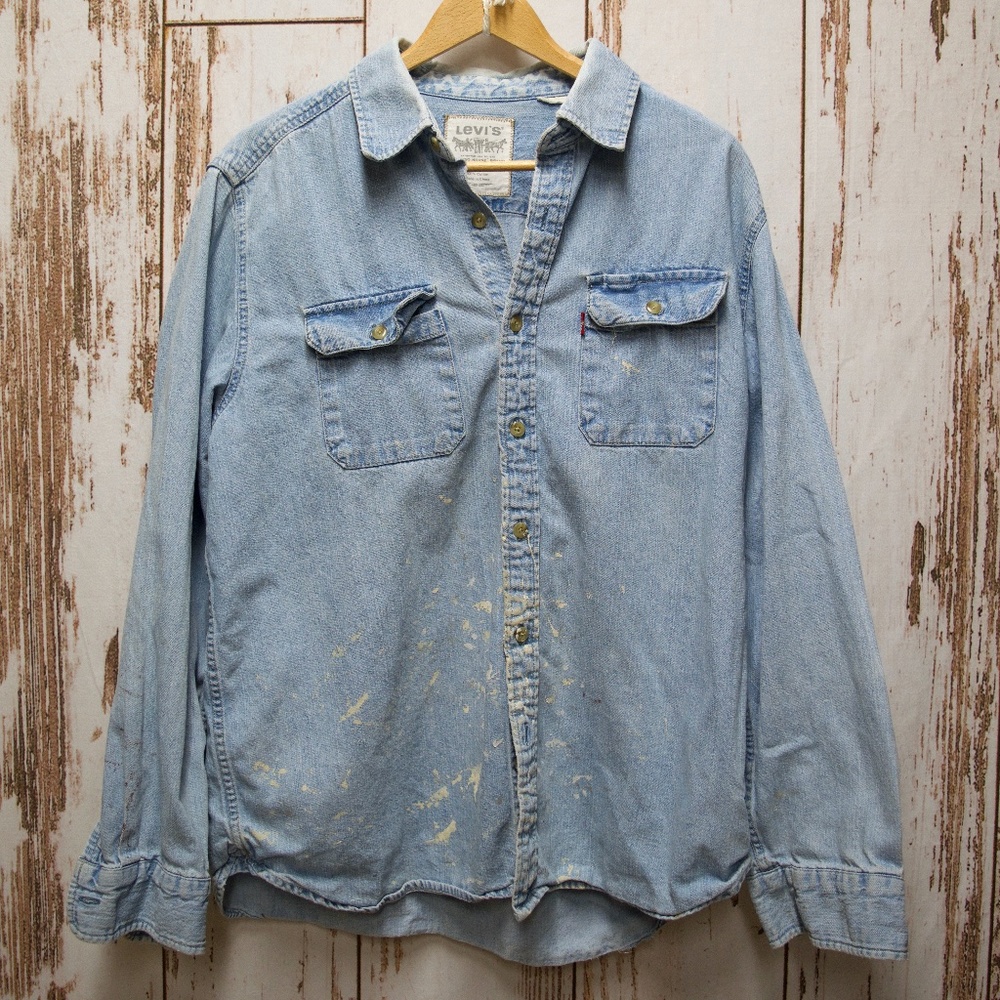 Levis Men's Red Tab Denim Large Long Sleeve Button